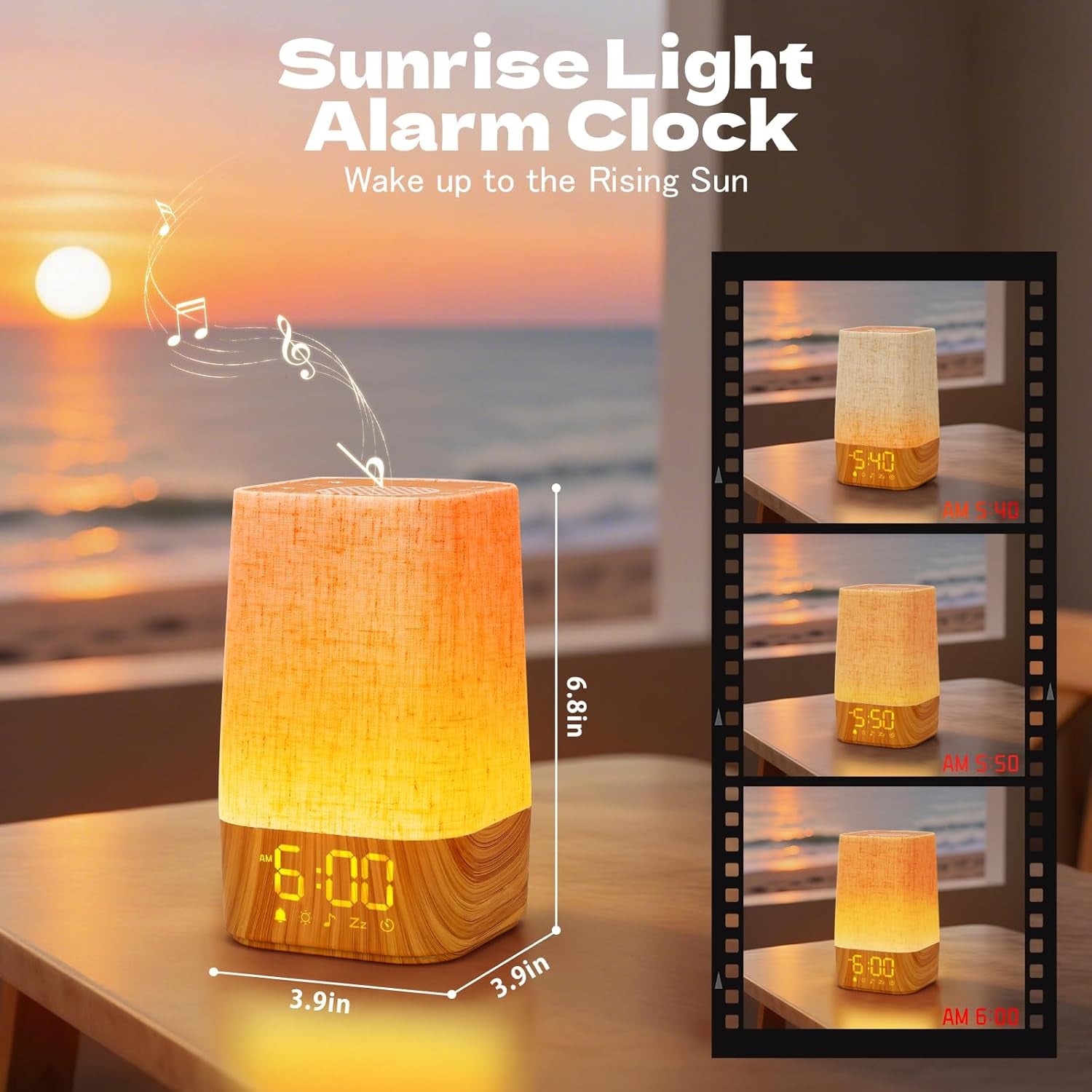 Sunrise Alarm Clock White Noise Machine Baby Portable Sound Machine with Night Light 30 Soothing Sounds Natural Wake up Light for Sleeping Baby Kids Adults (Khaki)