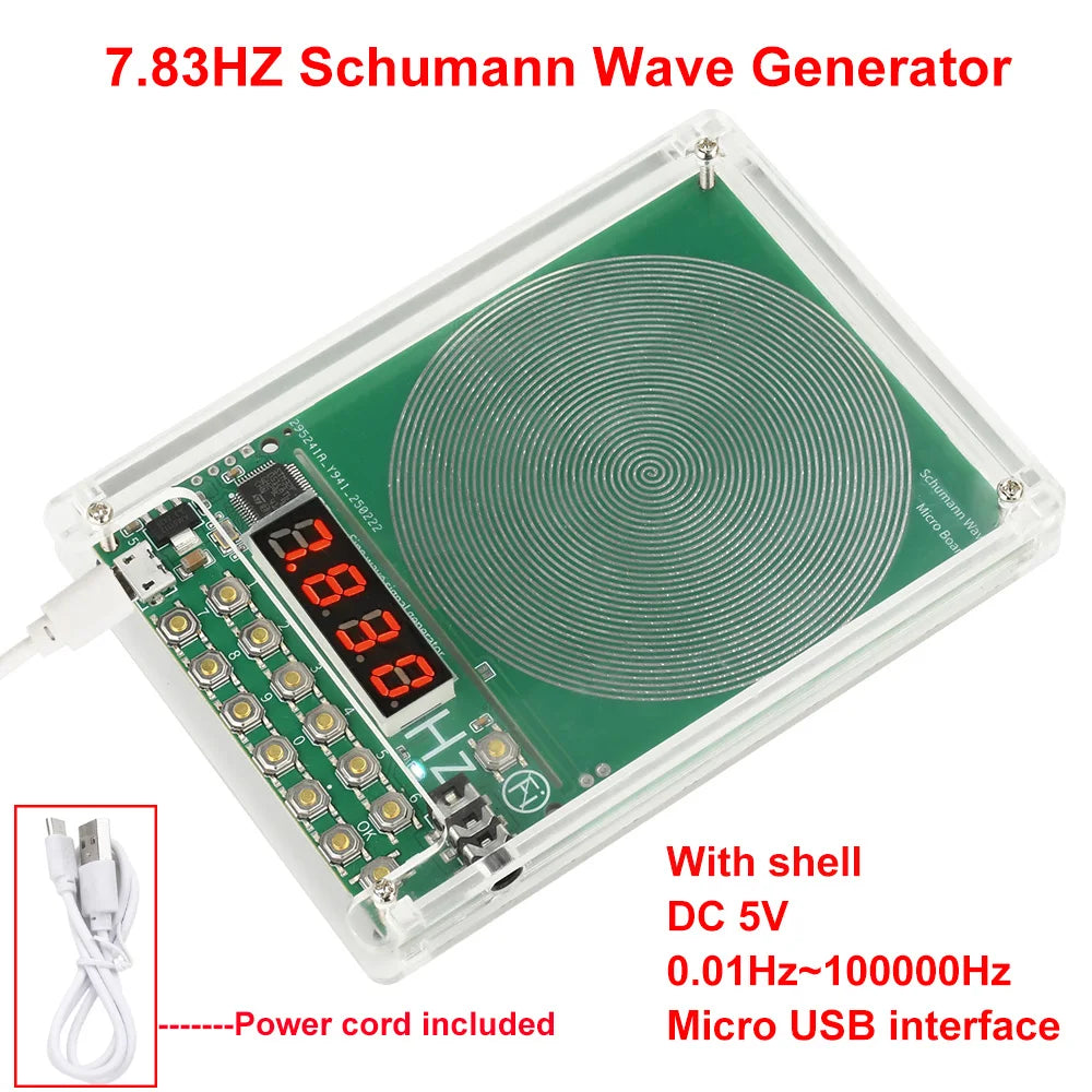 DC 5V 0.01Hz~100000Hz Adjustable Frequency 7.83HZ Schumann Wave Generator Sine Wave Signal Generator Micro USB Interface