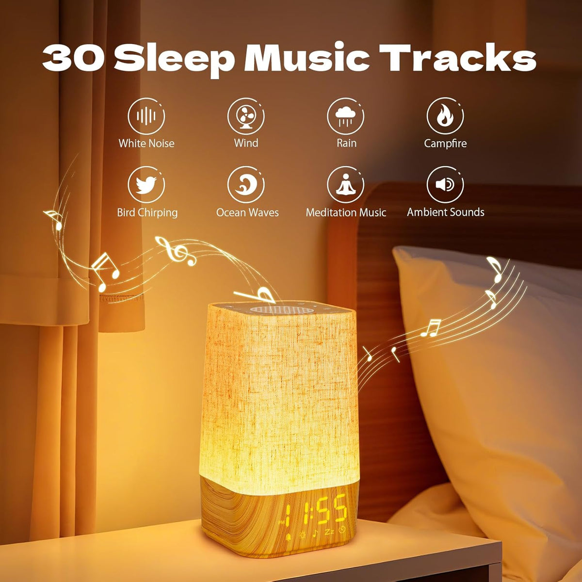 Sunrise Alarm Clock White Noise Machine Baby Portable Sound Machine with Night Light 30 Soothing Sounds Natural Wake up Light for Sleeping Baby Kids Adults (Khaki)